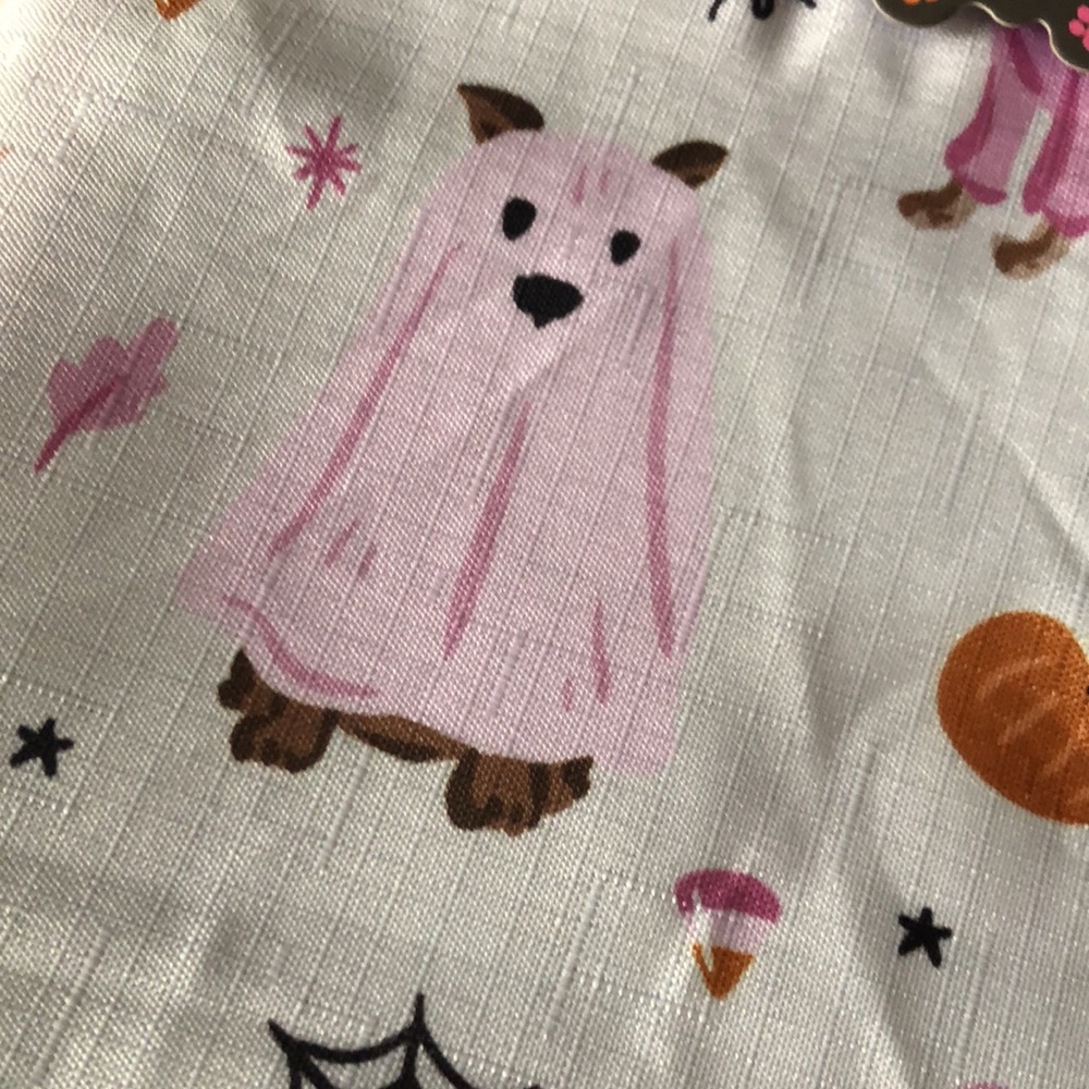 Halloween Mixed Breed Dog Print Shower Curtain - Pink - Picture 2 of 9